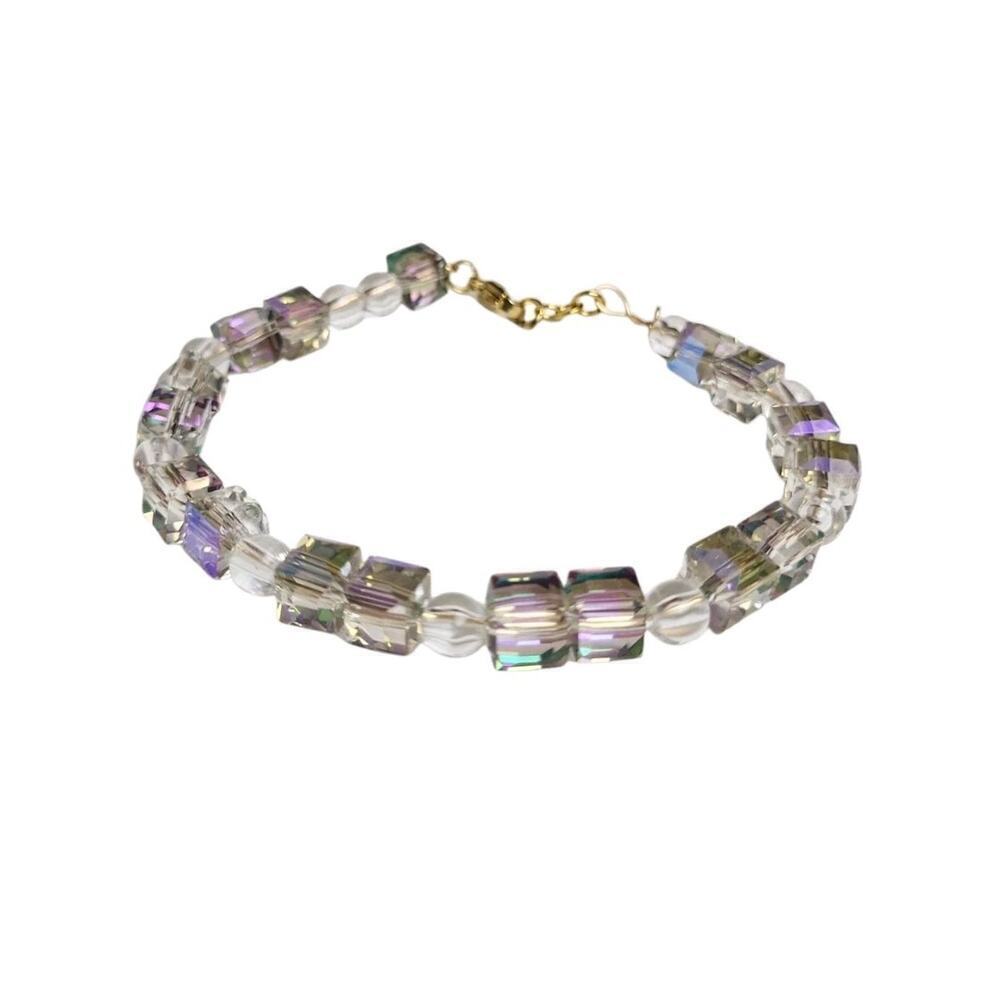 14k Gold Plated Purple Vibrant Clear Acrylic Bracelet Jewelry Gift Trendy - Picture 3 of 4